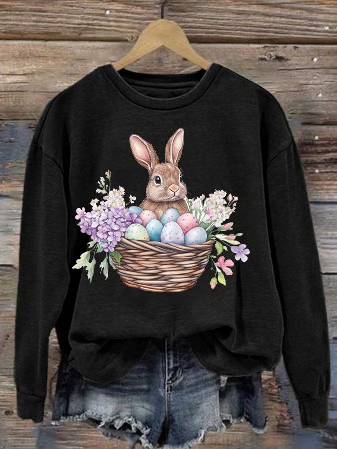 Sweat-shirts Décontracté Printemps / Automne PÂQUES (lapin) Polyester Naturel Aucune élasticité Col Rond Régulier jour de Pâques pour Femmes