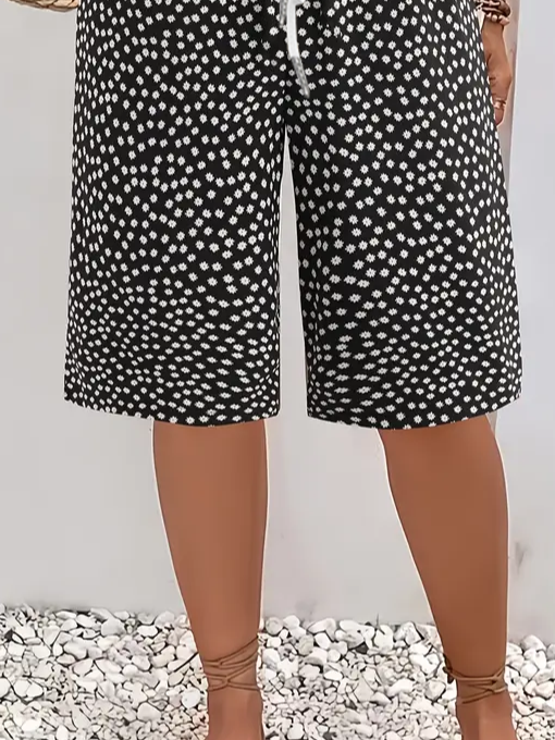 Pantalons Femmes Pois Polka Décontracté Été Polyester Naturel Quotidien Ample Pantalon droit Régulier