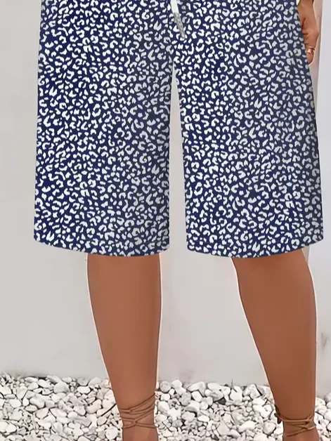 Pantalons Décontracté Floral Été Polyester Naturel Ample Pantalon droit Droit Régulier pour Femmes