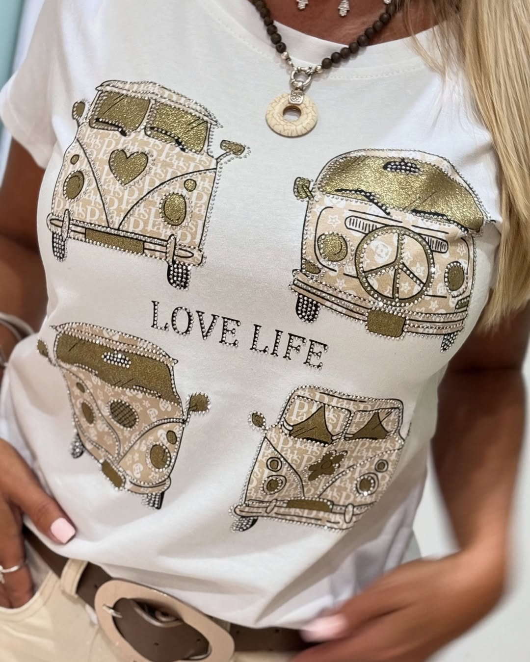 T-shirts Géométrique Décontracté Été Coton Micro-élasticité Manches Courtes Col Rond Trapèze Régulier pour Femmes