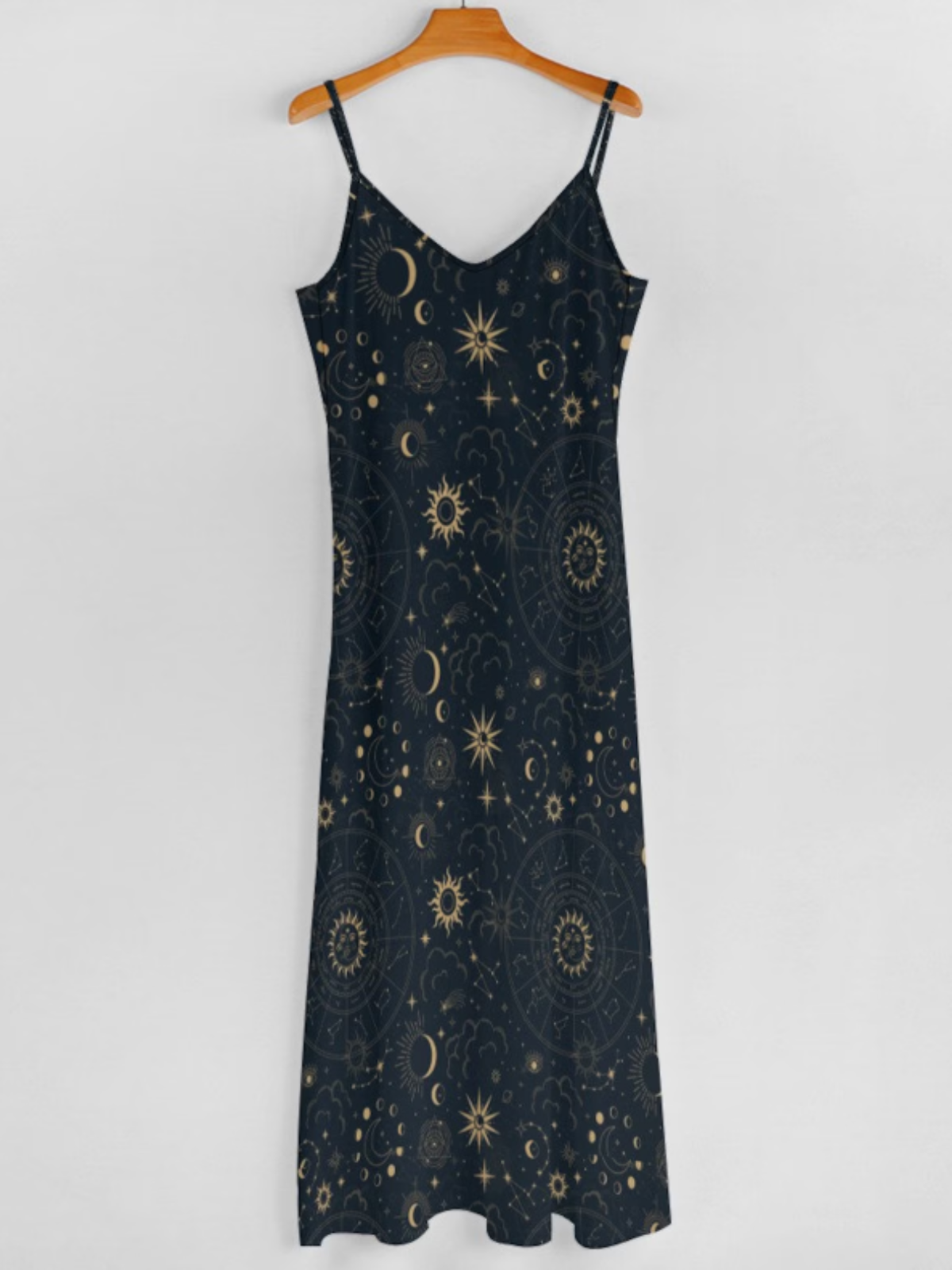 Femmes Motif d'Étoile Noir Col V Confortable Robe Maxi Décontracté