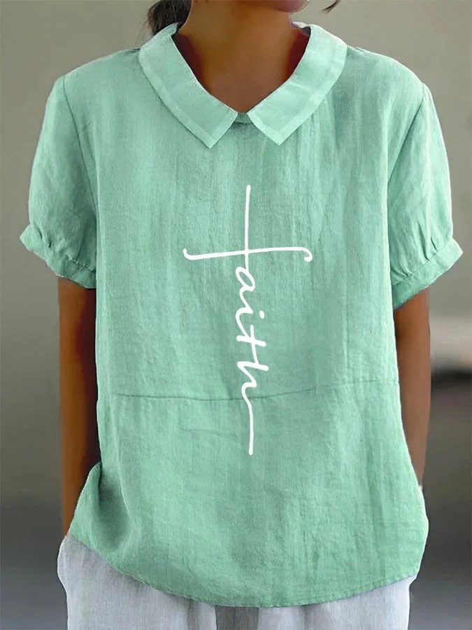 Blouses Femmes Simple Été Lettres de texte Aucune élasticité Quotidien Ample Demi Manche Col Châle Régulier
