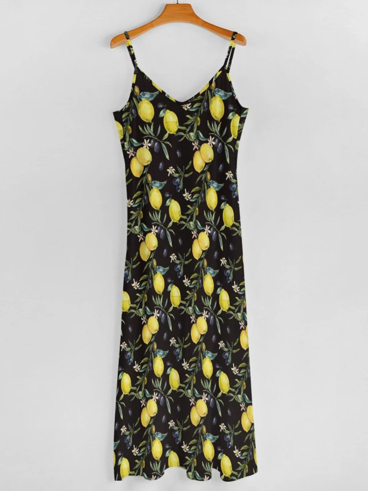 Femmes Fruit Blanc Col V Confortable Robe Maxi Décontracté
