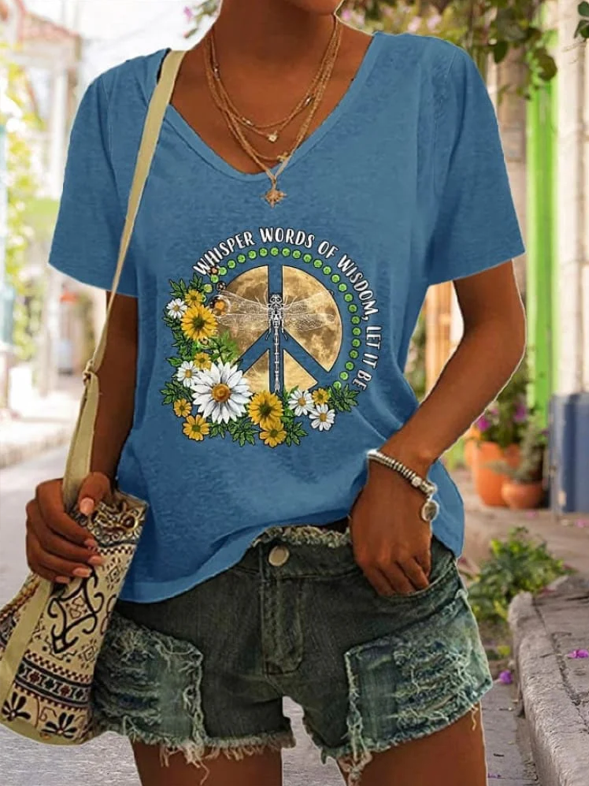 T-shirts Floral Décontracté Été Micro-élasticité Quotidien Coupe Régulière Manches Courtes Régulier Trapèze pour Femmes