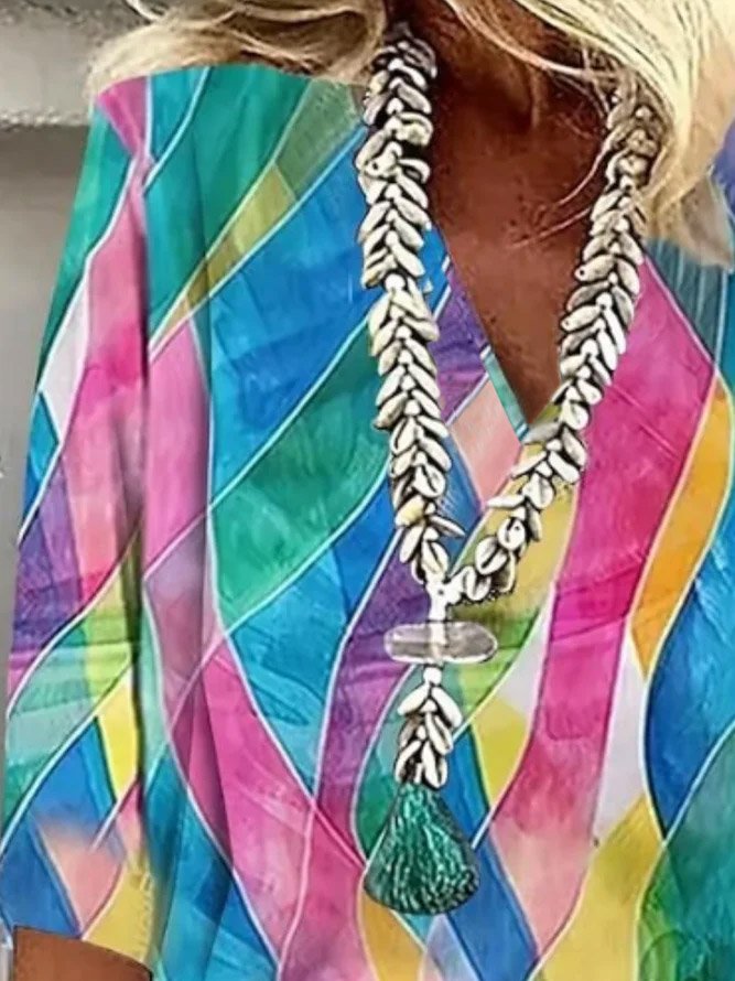 Blouses Simple Bloc de Couleur Été Aucune élasticité Quotidien Ample Col Châle Régulier Régulier pour Femmes