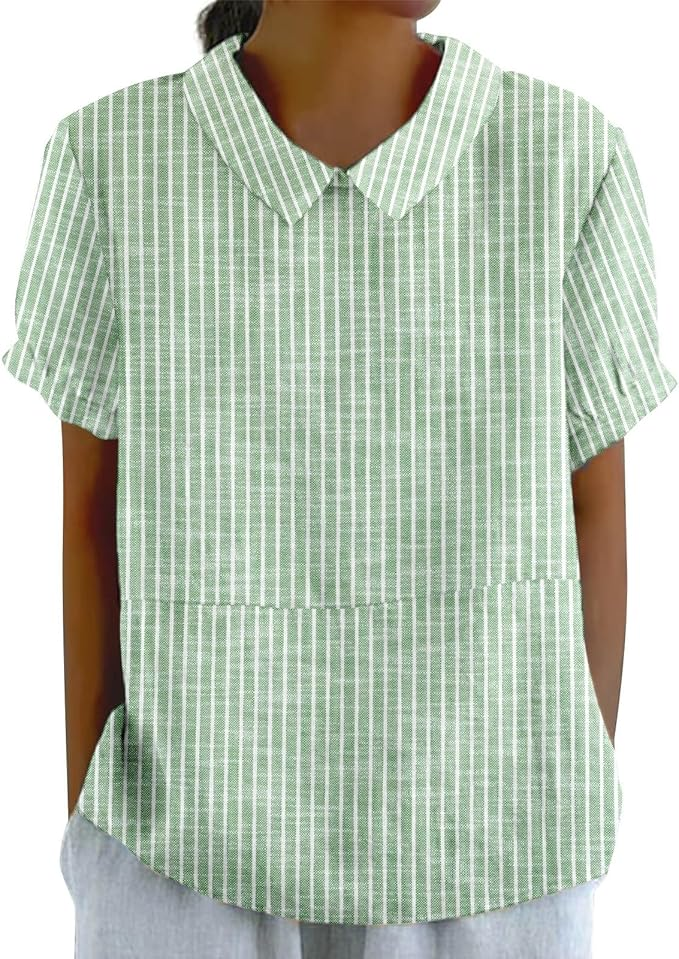 Blouses Femmes Élégant Été Plaid Aucune élasticité Demi Manche Col Châle Régulier Droit Régulier