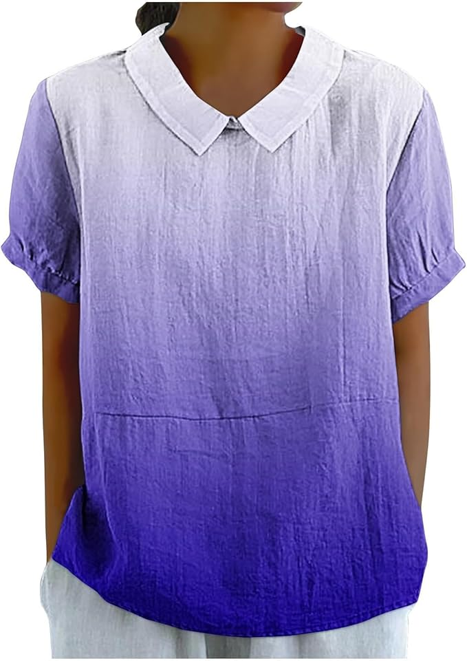 Blouses Femmes Décontracté Ombre Été Aucune élasticité Quotidien Ample Demi Manche Col Châle Droit