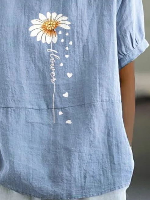Chemises Femmes Décontracté Floral Été Imprimé Léger Aucune élasticité Ample Manches Courtes Droit