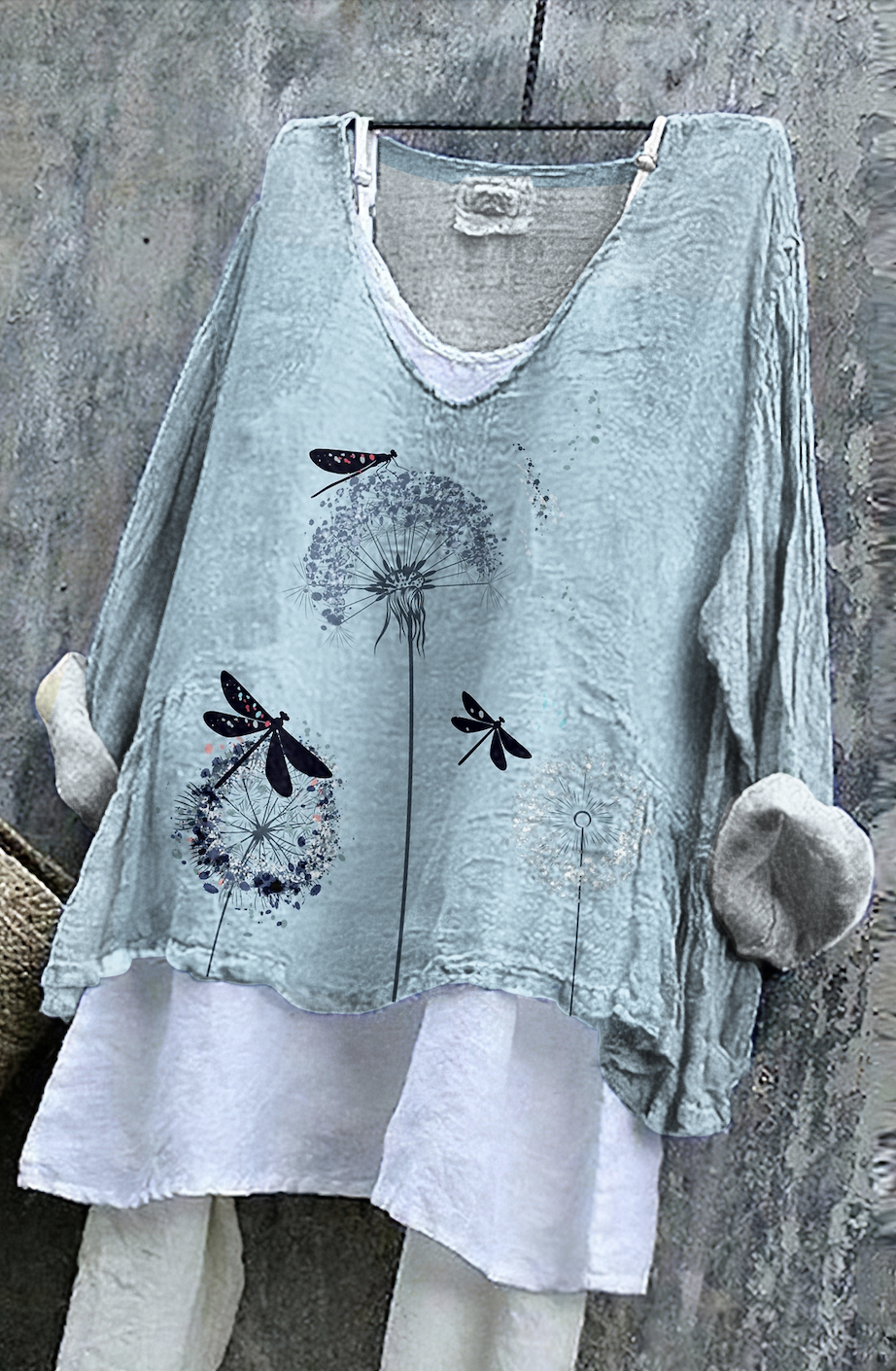 T-shirts Femmes Décontracté Floral Printemps / Automne en Lin Micro-élasticité Coupe Régulière Manches Longues Régulier Trapèze