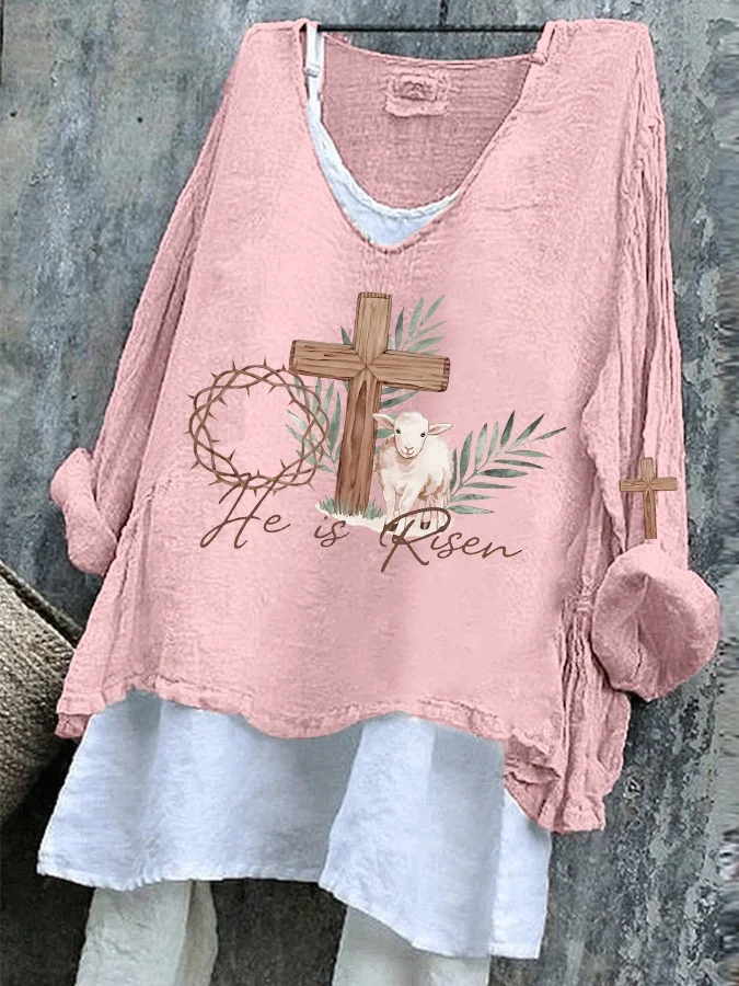 T-shirts Rétro Printemps / Automne PÂQUES (lapin) Coton Micro-élasticité Ample Régulier Trapèze Régulier pour Femmes