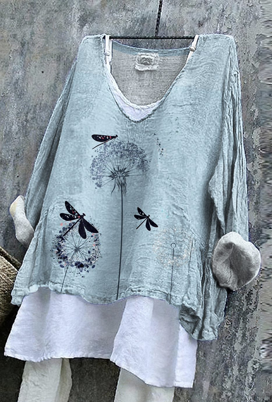 T-shirts Femmes Décontracté Floral Printemps / Automne en Lin Micro-élasticité Coupe Régulière Manches Longues Régulier Trapèze