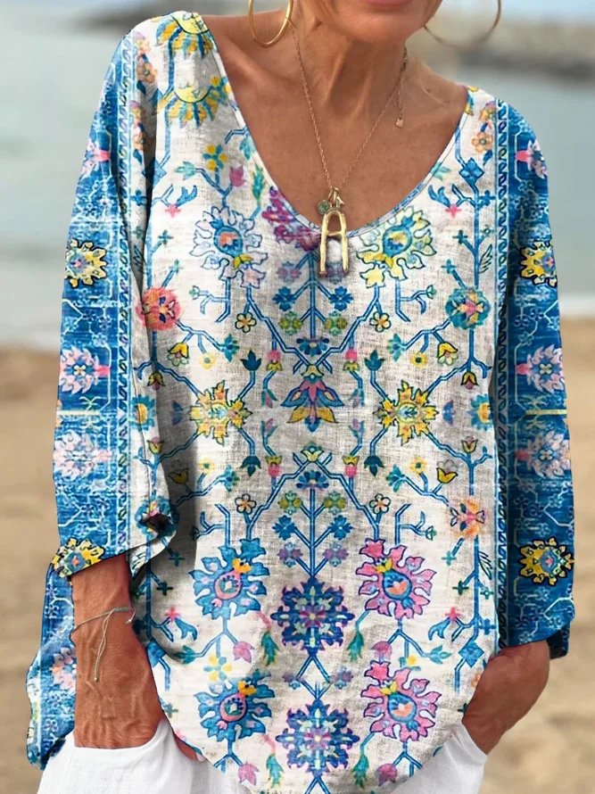 T-shirts Géométrique Décontracté Printemps / Automne Polyester Quotidien Coupe Régulière Régulier Trapèze Régulier pour Femmes