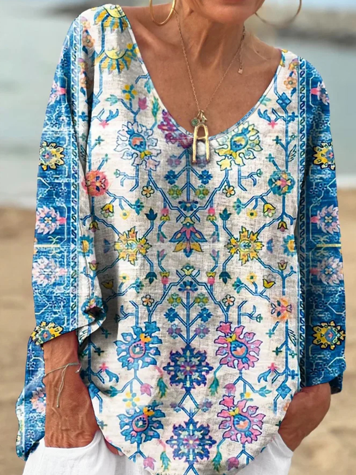 T-shirts Géométrique Décontracté Printemps / Automne Polyester Quotidien Coupe Régulière Régulier Trapèze Régulier pour Femmes
