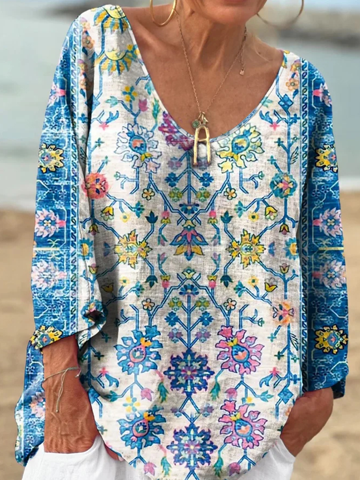 T-shirts Géométrique Décontracté Printemps / Automne Polyester Quotidien Coupe Régulière Régulier Trapèze Régulier pour Femmes