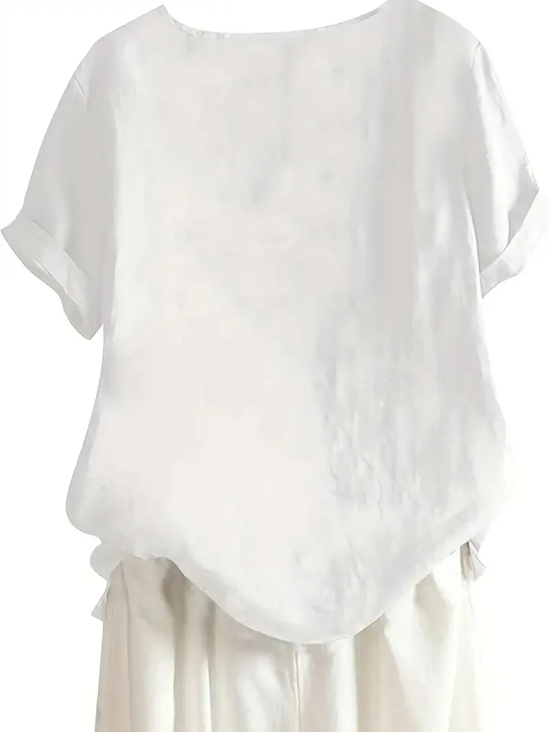 Blouses Décontracté Été Libellule Aucune élasticité Coupe Régulière Col Rond Régulier Droit Régulier pour Femmes