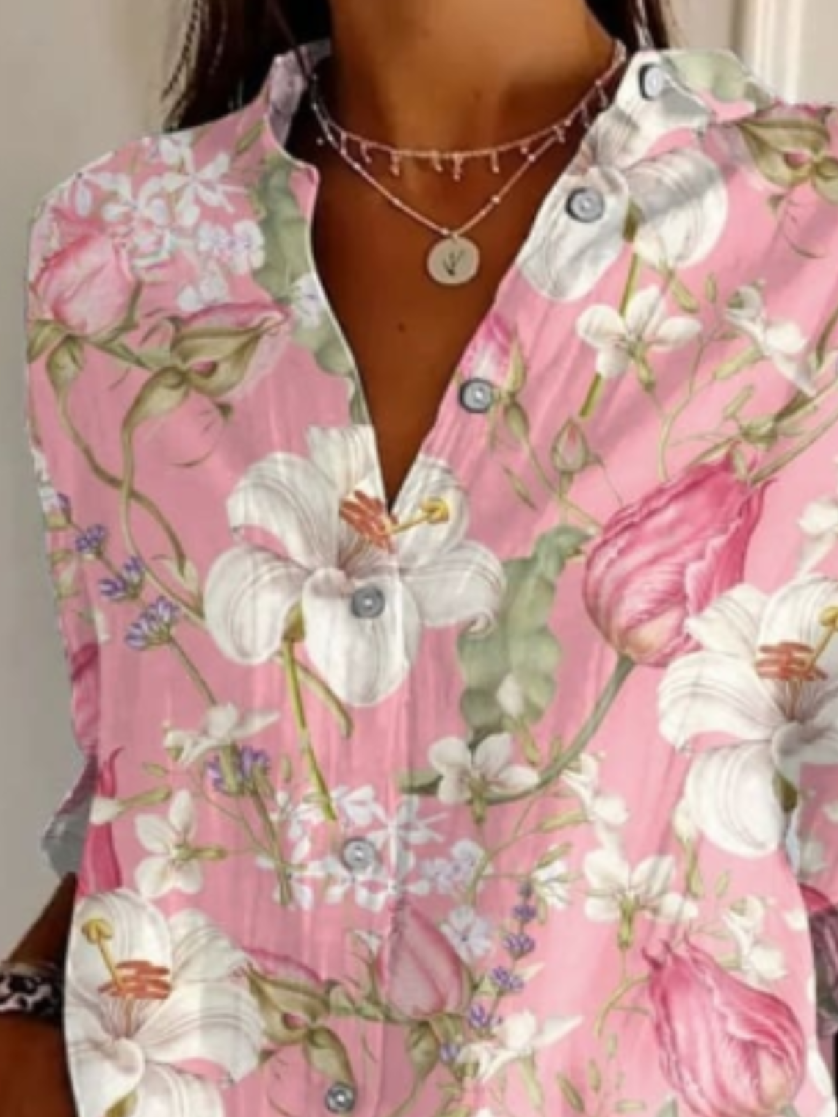 Chemises Décontracté Floral Printemps / Automne Polyester Micro-élasticité Sportif & De Plein Air Coupe Régulière Trapèze Col de Chemise pour Femmes