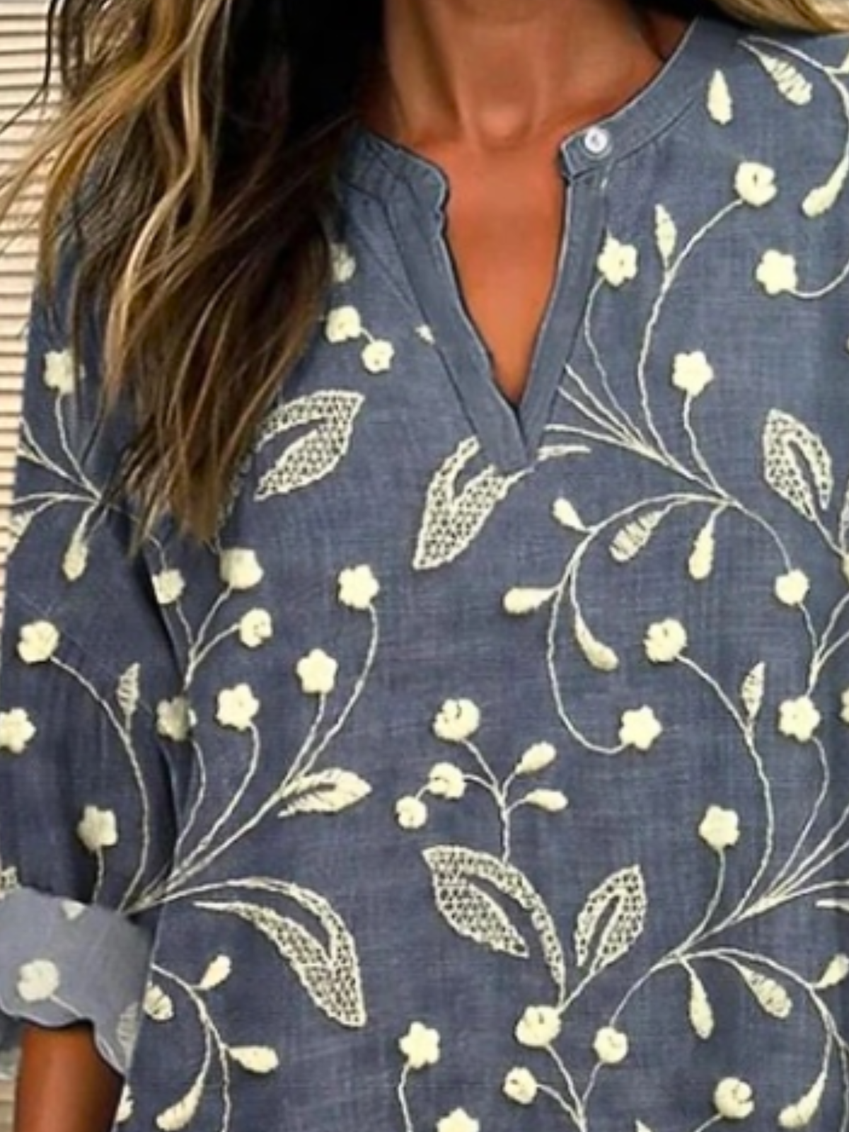 Blouses Décontracté Floral Été Coton Quotidien Ample Col Châle Régulier Régulier pour Femmes