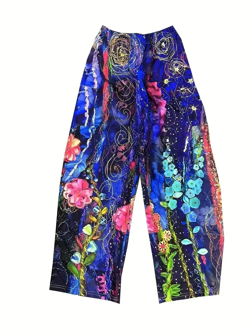 Pantalons Décontracté Floral Printemps / Automne Polyester Naturel Quotidien Coupe Régulière Pantalon droit Régulier pour Femmes