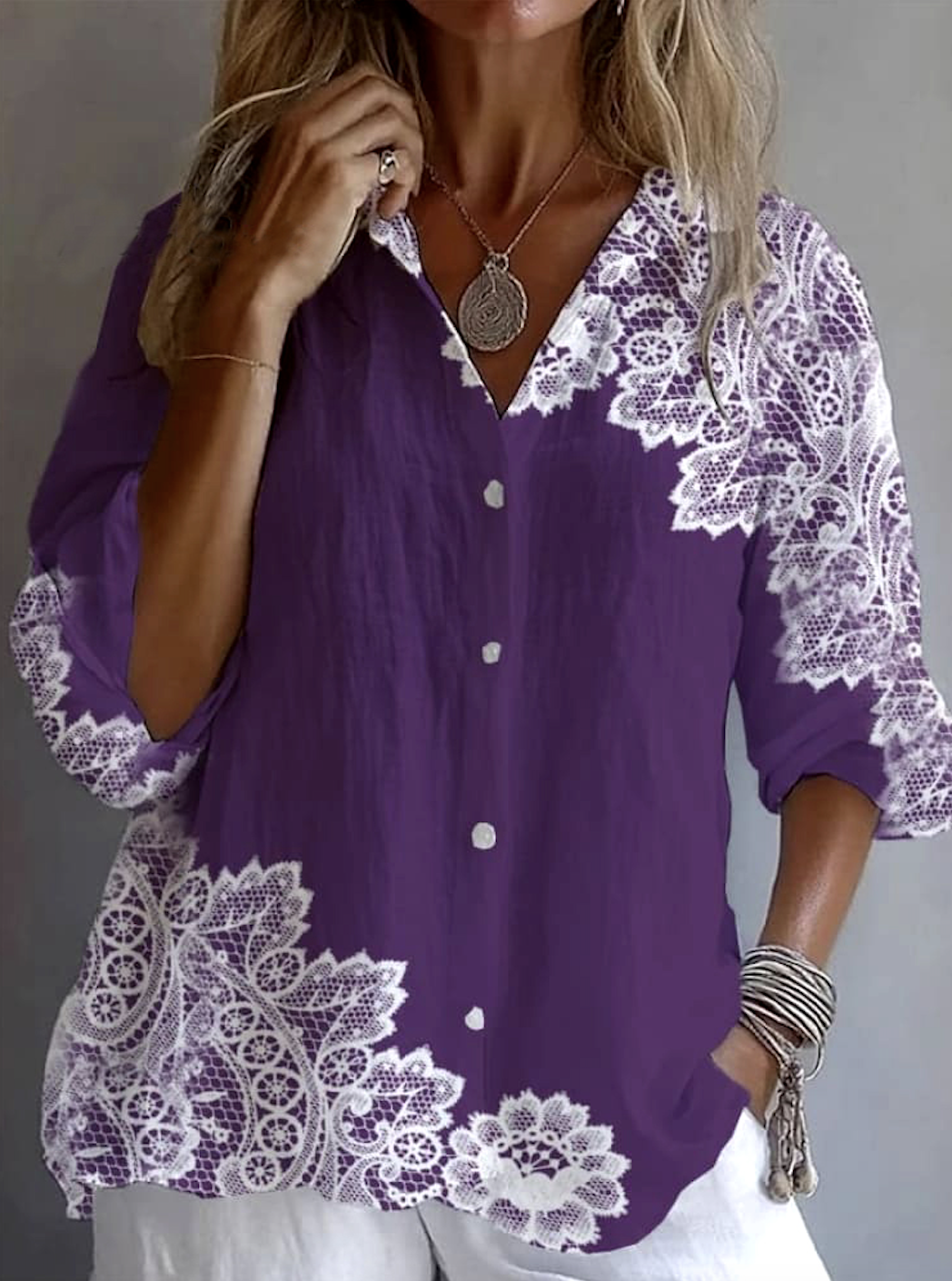 Chemises Décontracté Floral Printemps / Automne Micro-élasticité Quotidien Coupe Régulière Manches Longues Régulier Trapèze pour Femmes