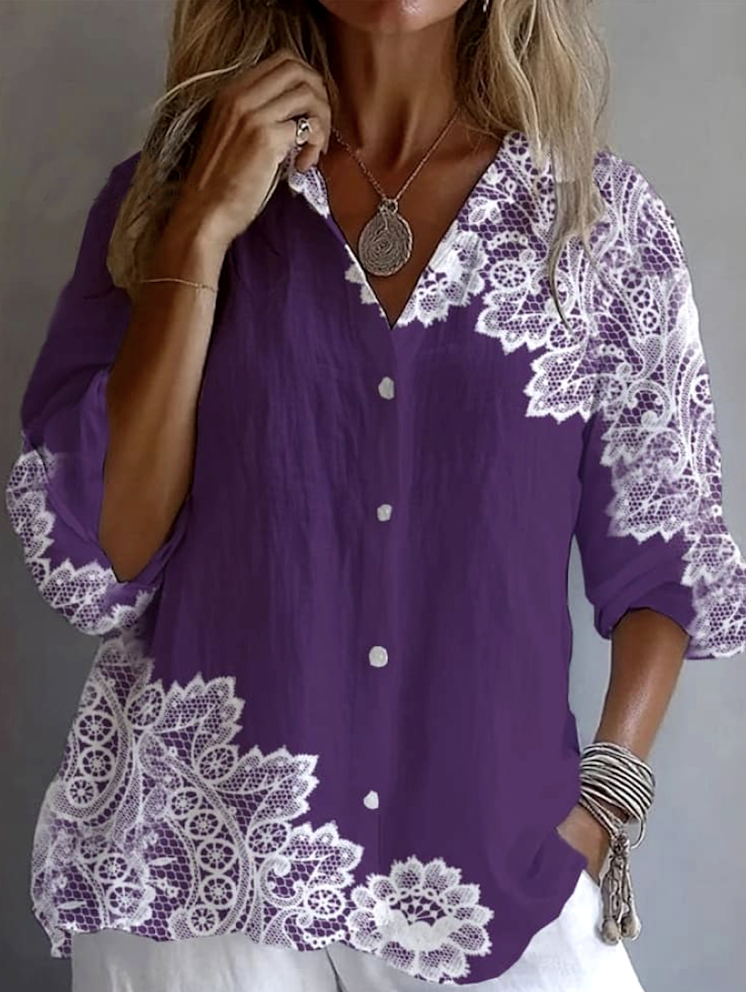 Chemises Décontracté Floral Printemps / Automne Micro-élasticité Quotidien Coupe Régulière Manches Longues Régulier Trapèze pour Femmes