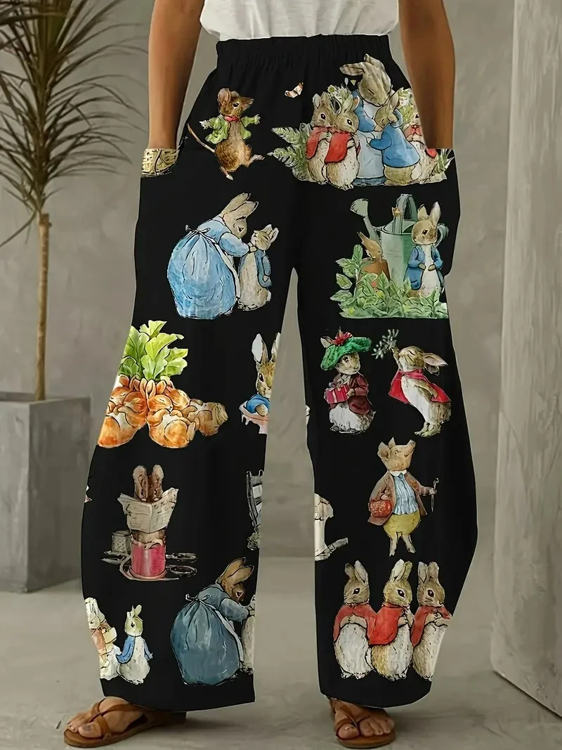 Pantalons Décontracté Printemps / Automne PÂQUES (lapin) Polyester Naturel Coupe Régulière Pantalon droit Long Régulier pour Femmes