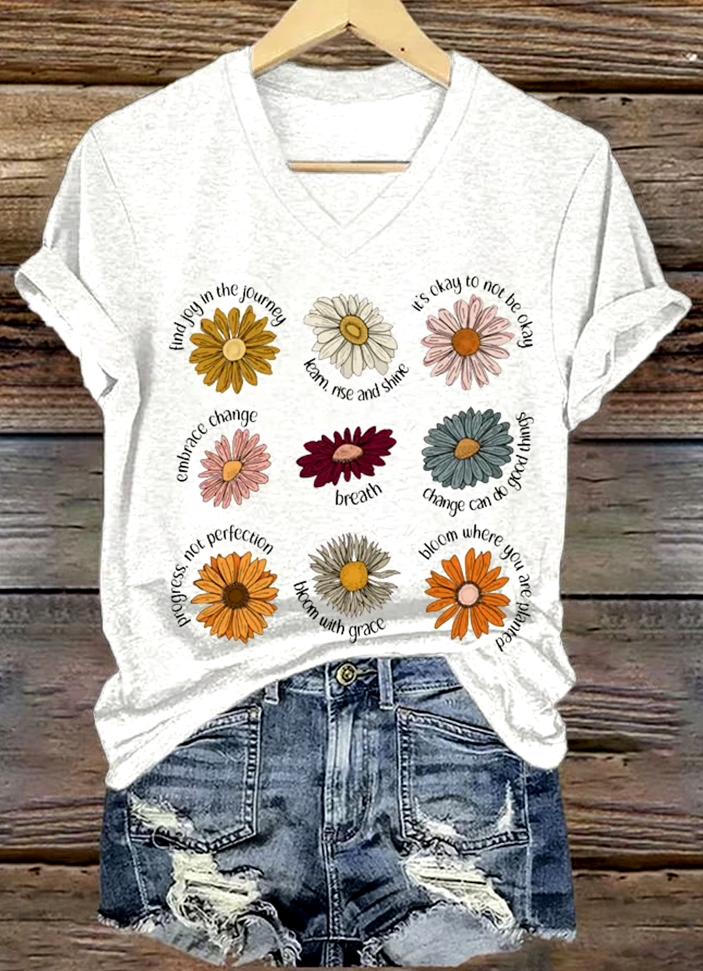 T-shirts Femmes Décontracté Floral Été Coton Micro-élasticité Quotidien Manches Courtes Trapèze Régulier
