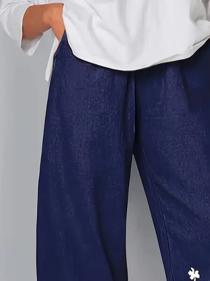 Pantalons Femmes Décontracté Floral Été Polyester Naturel Aucune élasticité Quotidien Ample Régulier