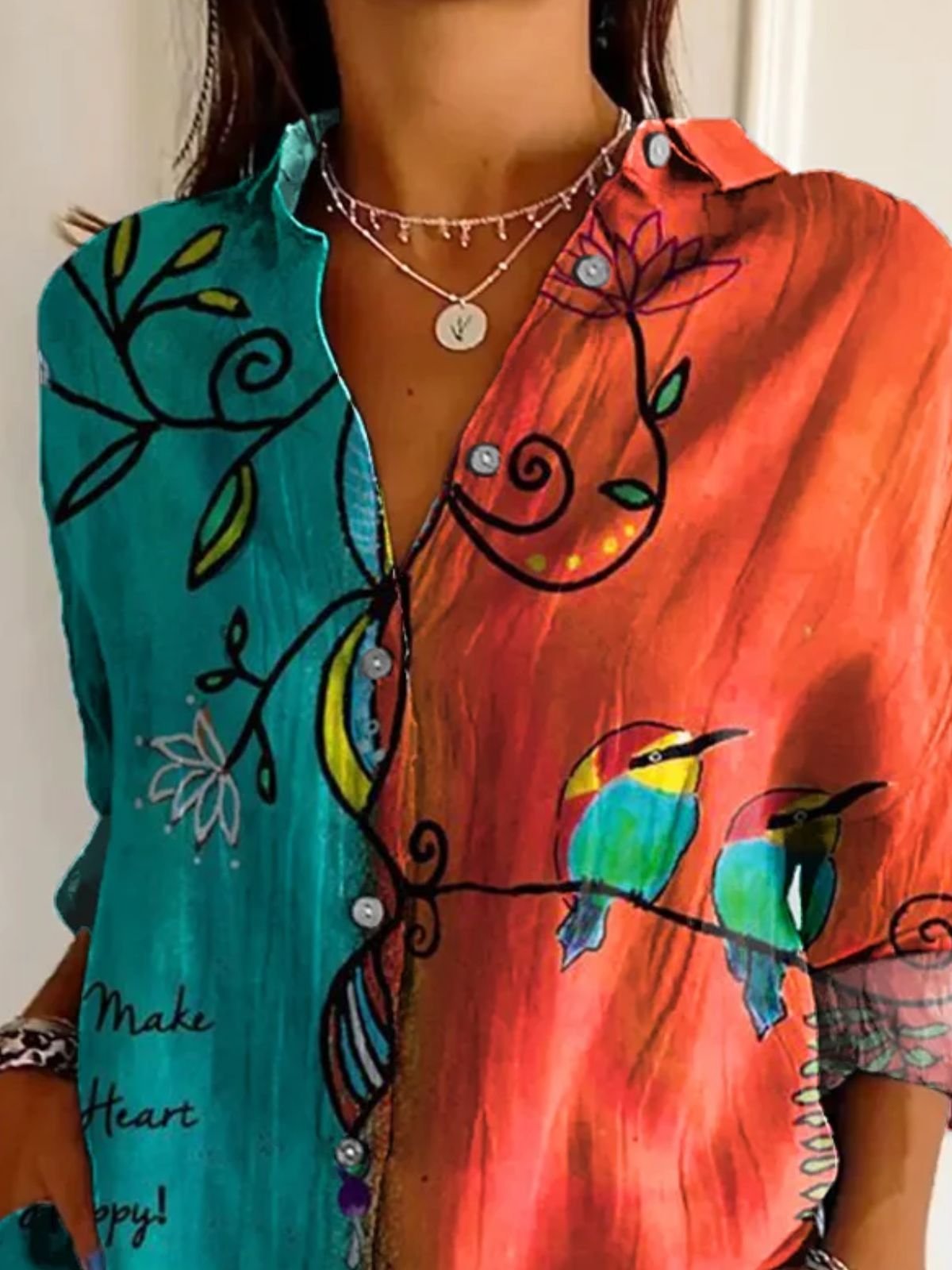 Chemises Femmes Décontracté Imprimé d'Animal Printemps / Automne Micro-élasticité Coupe Régulière Régulier Trapèze Régulier Col de Chemise