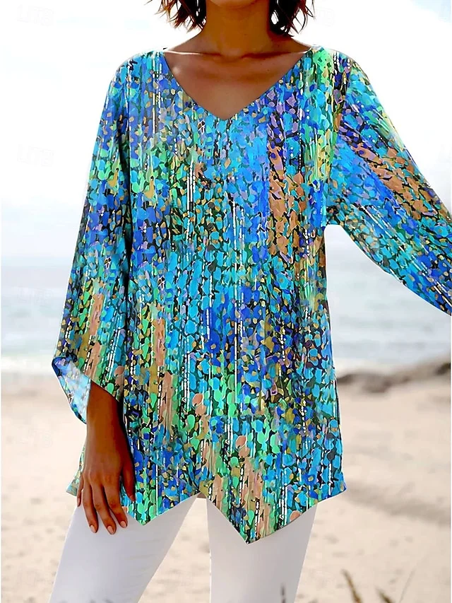 Blouses Bloc de Couleur Simple Printemps / Automne Aucune élasticité Quotidien Ample Manches Longues Droit Régulier pour Femmes