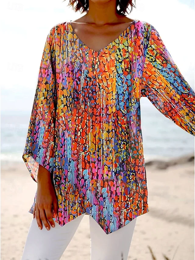 Blouses Bloc de Couleur Simple Printemps / Automne Aucune élasticité Quotidien Ample Manches Longues Droit Régulier pour Femmes