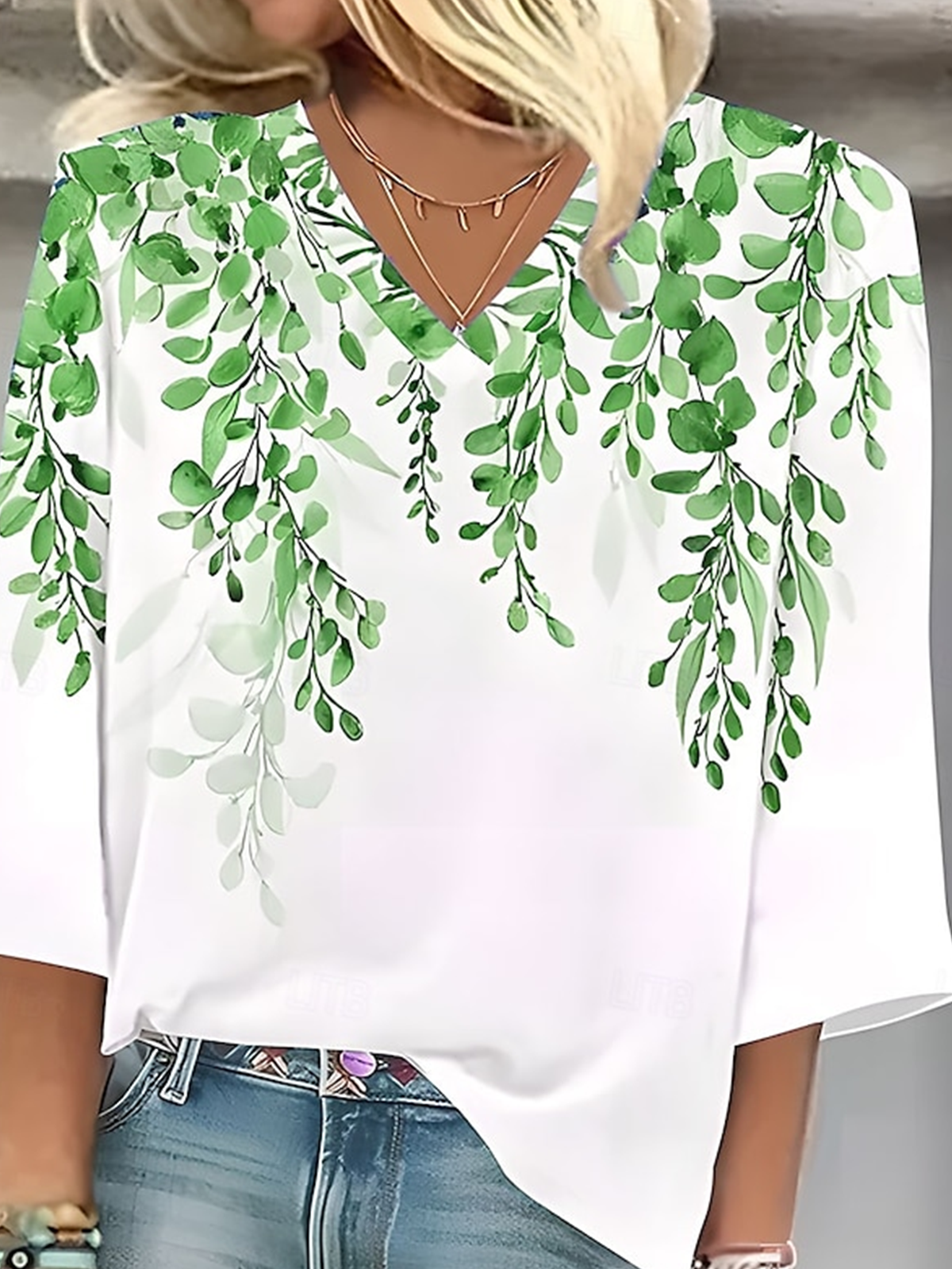 Blouses Décontracté Été Plantes Polyester Aucune élasticité Ample Demi Manche Col Châle Régulier pour Femmes