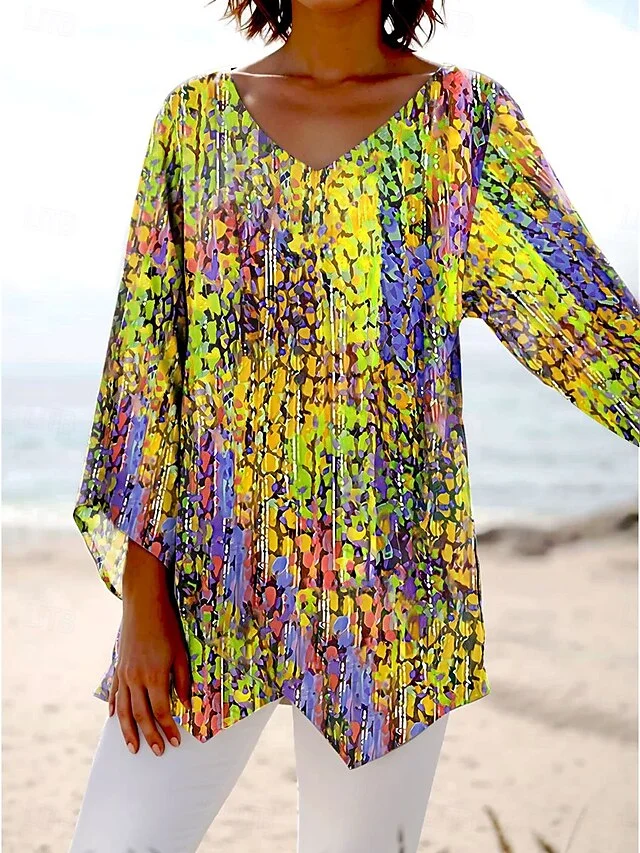 Blouses Bloc de Couleur Simple Printemps / Automne Aucune élasticité Quotidien Ample Manches Longues Droit Régulier pour Femmes