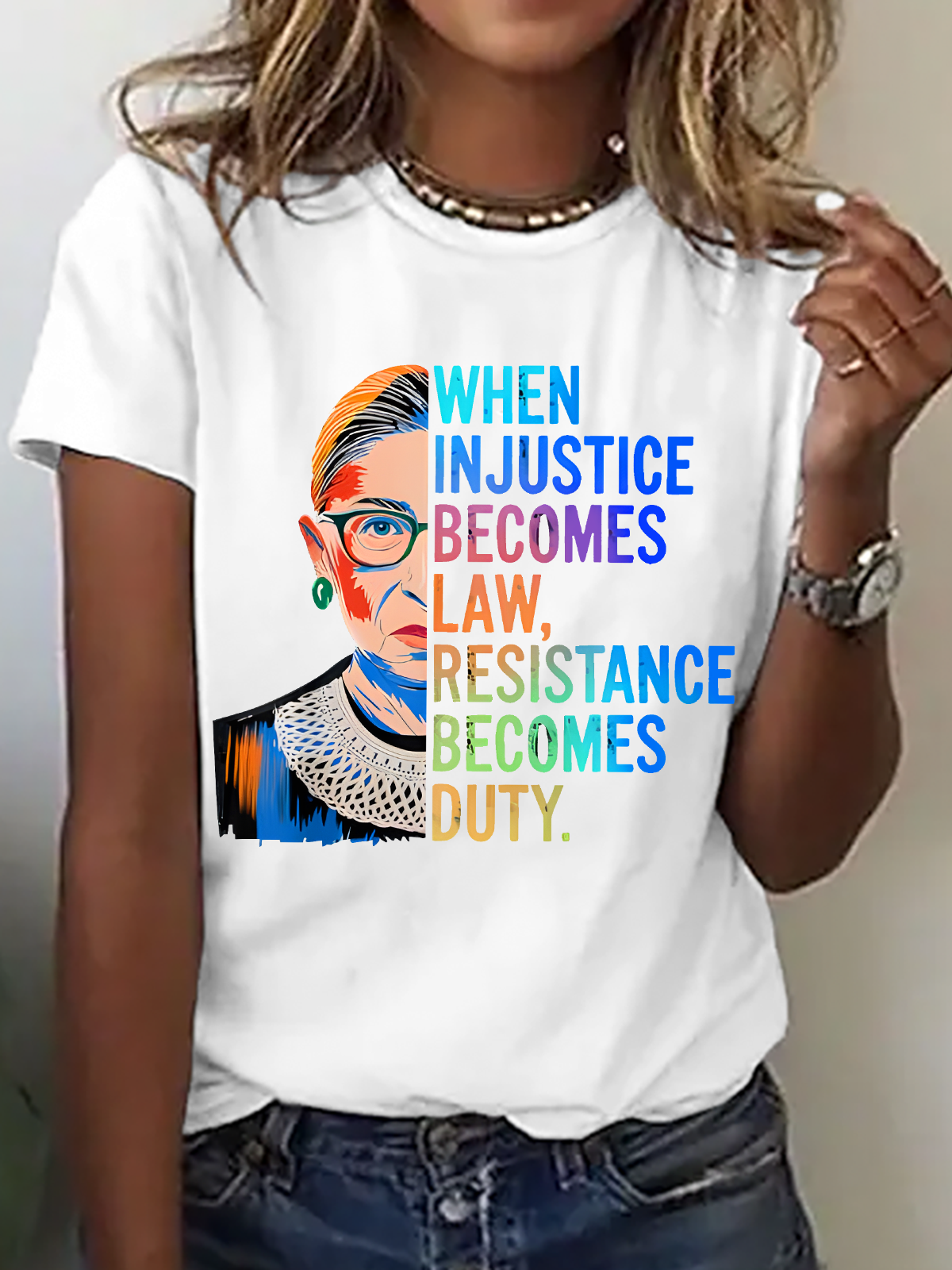 T-shirts Décontracté Été Lettres de texte Coton Micro-élasticité Ample Col Rond Régulier Régulier pour Femmes