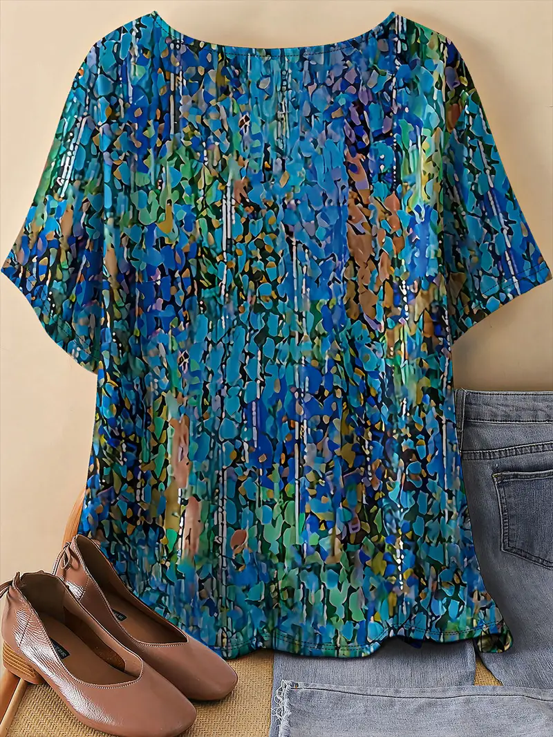 T-shirts Bloc de Couleur Simple Printemps / Automne Micro-élasticité Domestique Manches trois quarts Régulier Droit Régulier pour Femmes