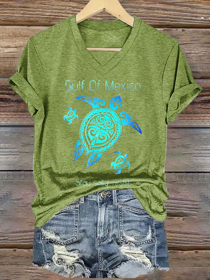 T-shirts Femmes Décontracté Été Tortue Polyester Col V Micro-élasticité Quotidien Coupe Régulière Ligne T