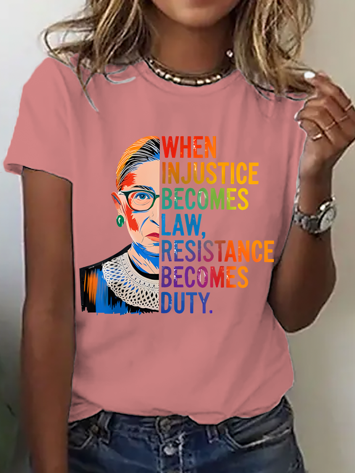 T-shirts Décontracté Été Lettres de texte Coton Micro-élasticité Ample Col Rond Régulier Régulier pour Femmes
