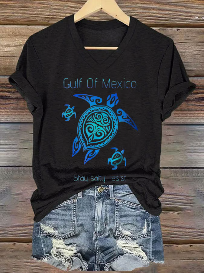 T-shirts Femmes Décontracté Été Tortue Polyester Col V Micro-élasticité Quotidien Coupe Régulière Ligne T