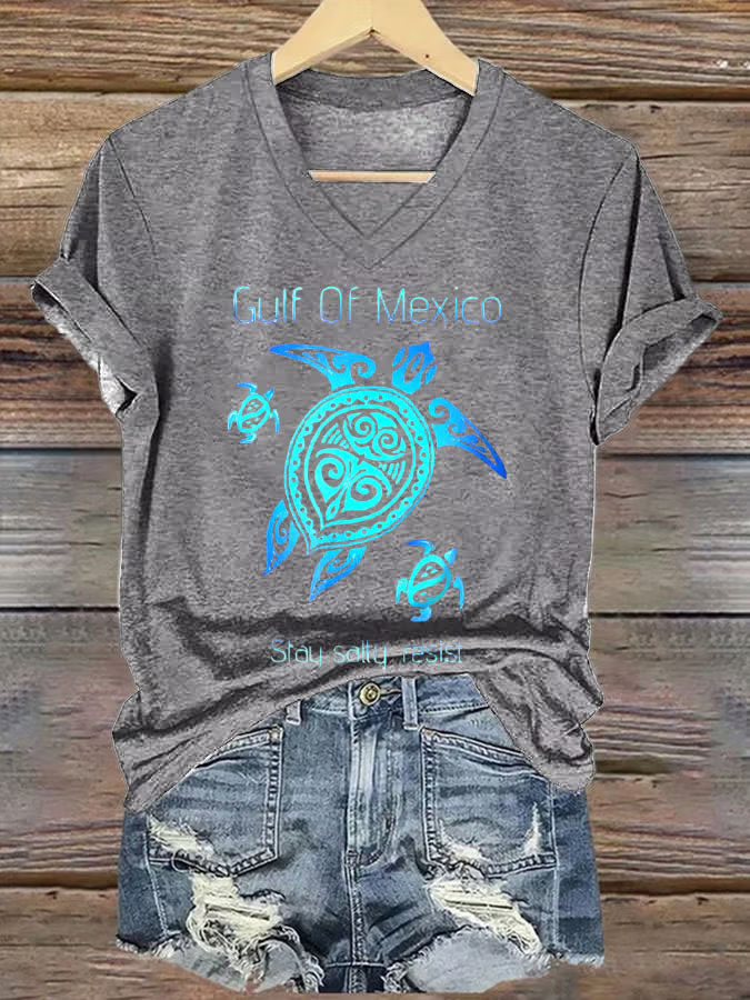 T-shirts Femmes Décontracté Été Tortue Polyester Col V Micro-élasticité Quotidien Coupe Régulière Ligne T