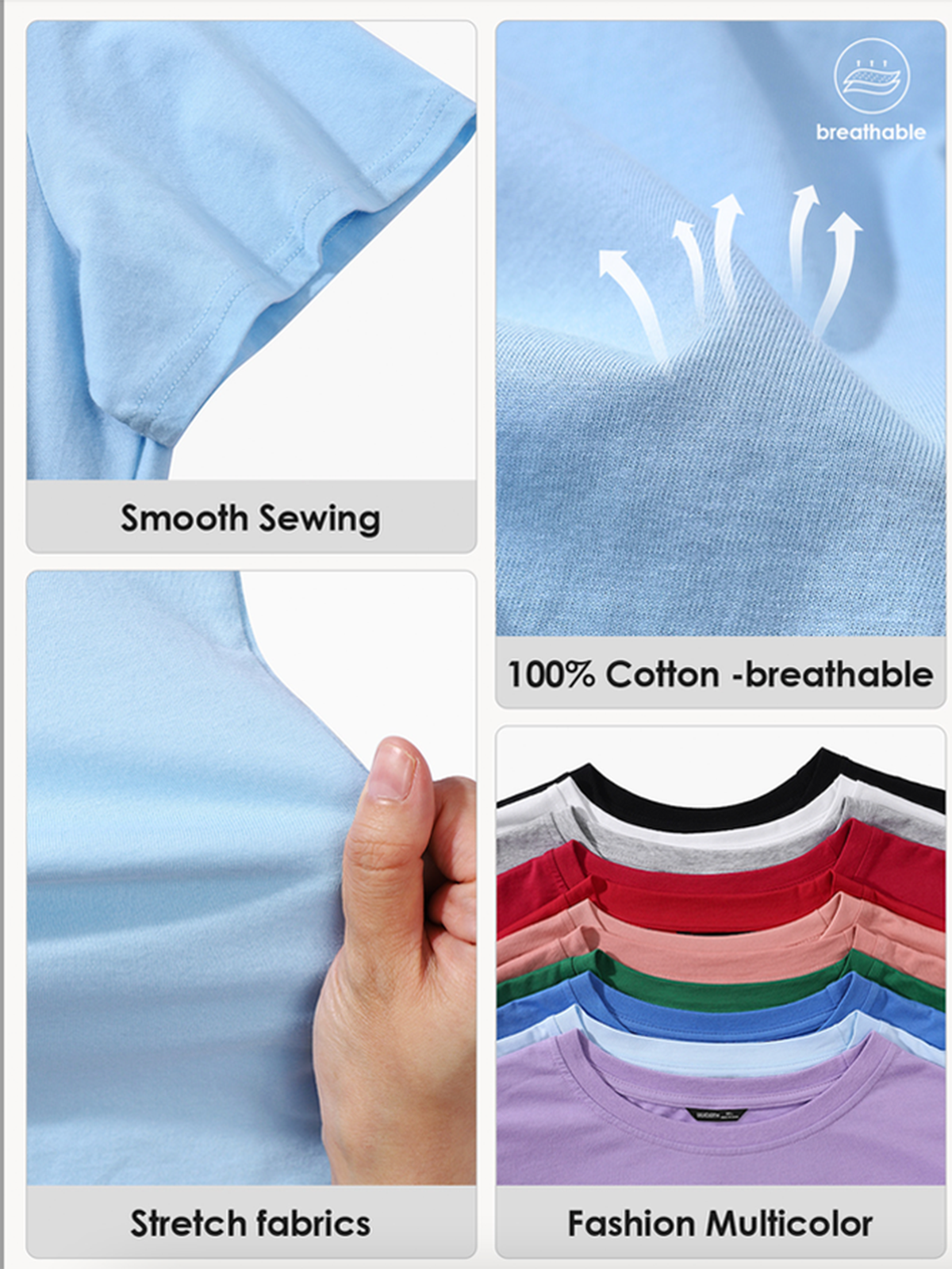 T-shirts Décontracté Été Lettres de texte Coton Micro-élasticité Ample Col Rond Régulier Régulier pour Femmes