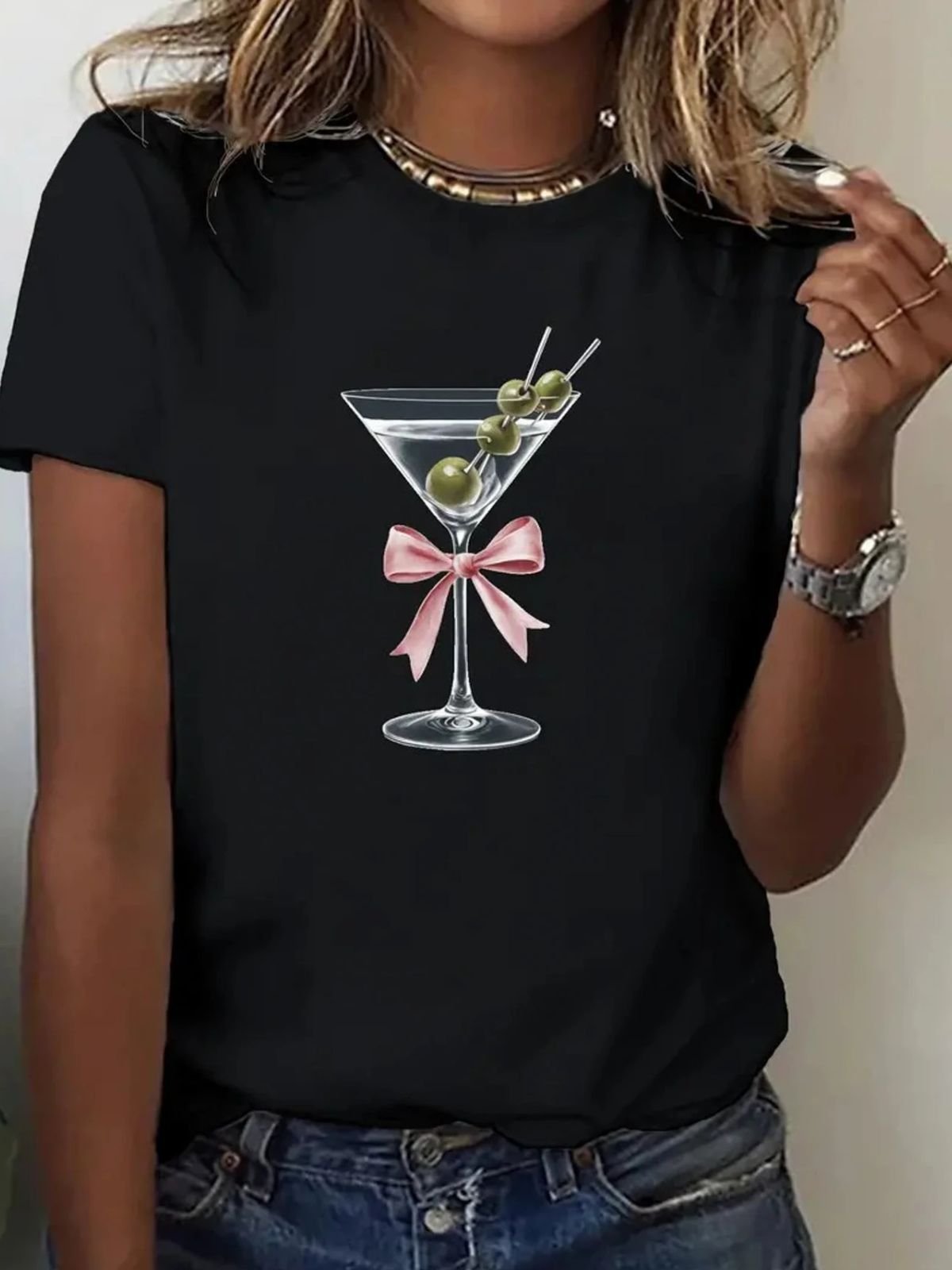 T-shirts Décontracté Été Papillon Coton Micro-élasticité Coupe Régulière Régulier Trapèze Régulier pour Femmes
