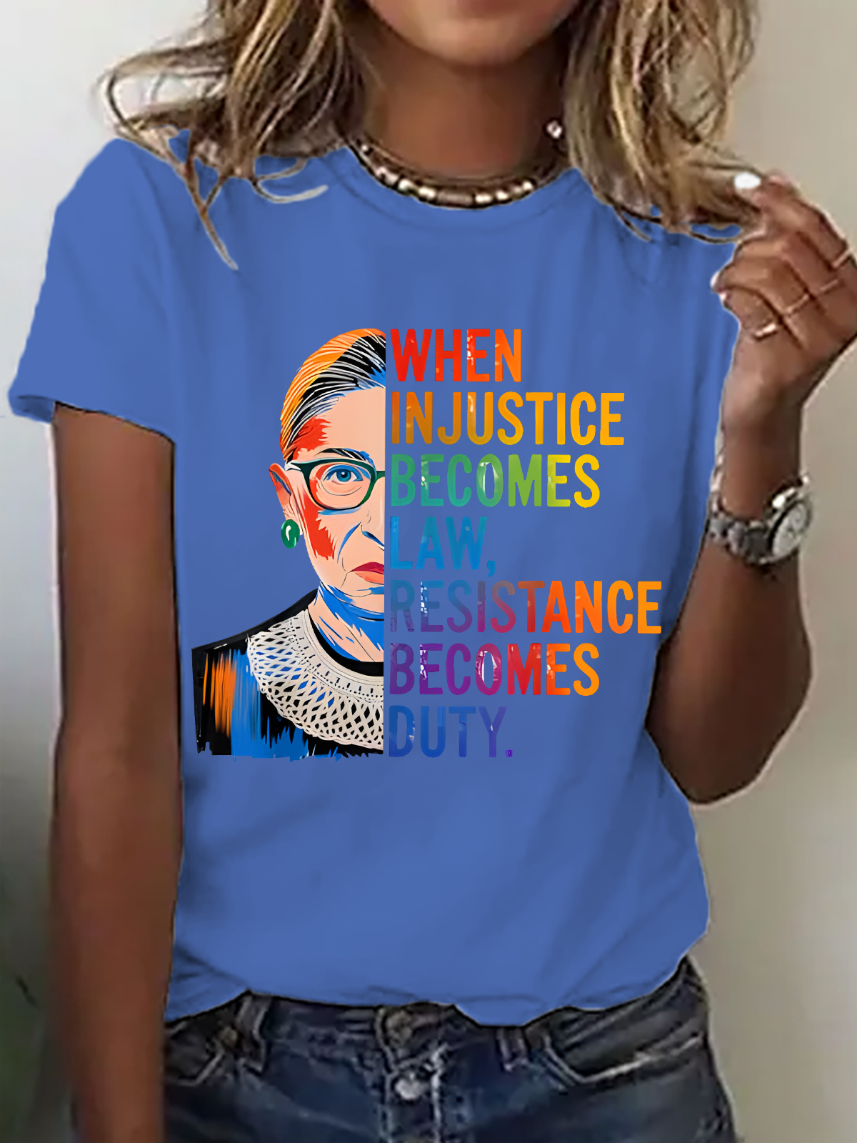 T-shirts Décontracté Été Lettres de texte Coton Micro-élasticité Ample Col Rond Régulier Régulier pour Femmes