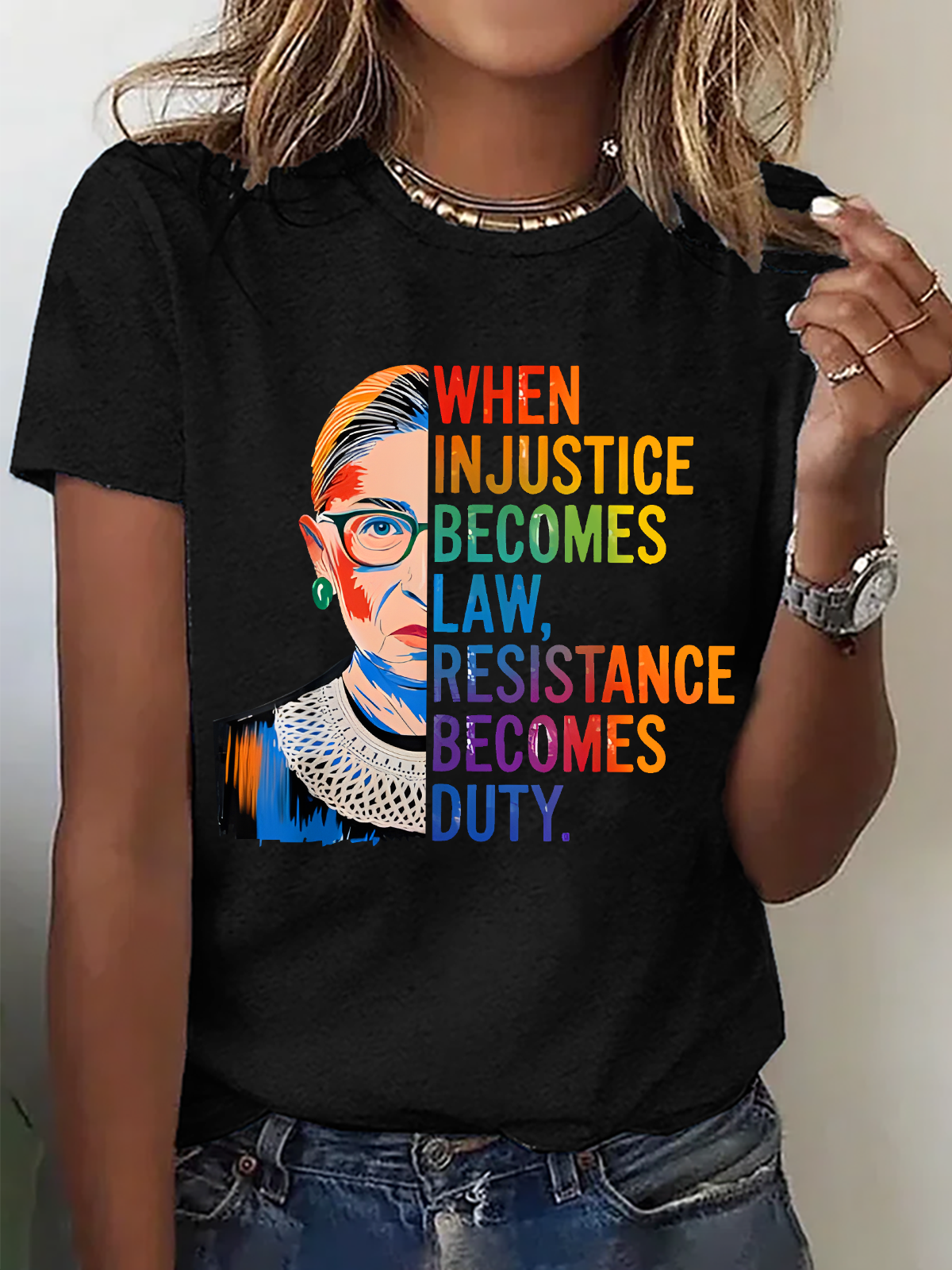 T-shirts Décontracté Été Lettres de texte Coton Micro-élasticité Ample Col Rond Régulier Régulier pour Femmes