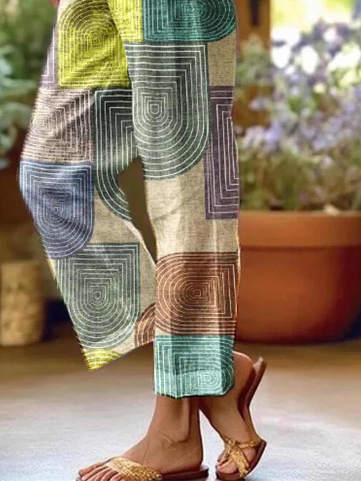 Pantalons Vacances Printemps / Automne Bloc de Couleur en Lin Naturel Micro-élasticité Faire la navette Pantalon droit Droit pour Femmes