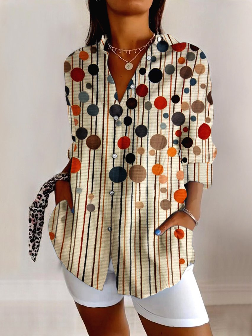 Chemises Femmes Bloc de Couleur Décontracté Printemps / Automne Coton Micro-élasticité Quotidien Manches Longues Régulier Col de Chemise
