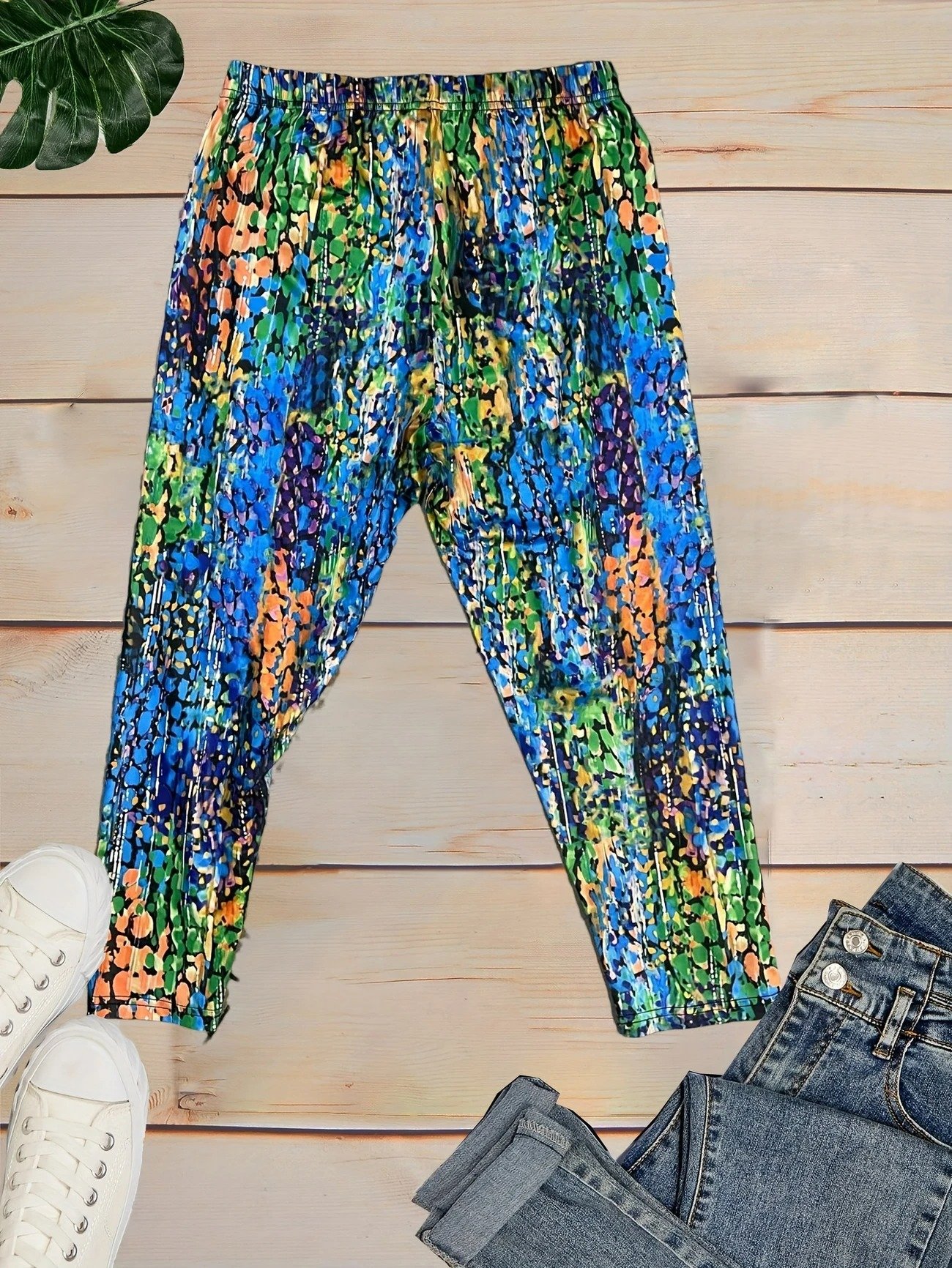Pantalons De Yoga Femmes Décontracté Polyester d'été abstrait Aucune élasticité Coupe Régulière Corsaire Pantalon coupe slim Régulier