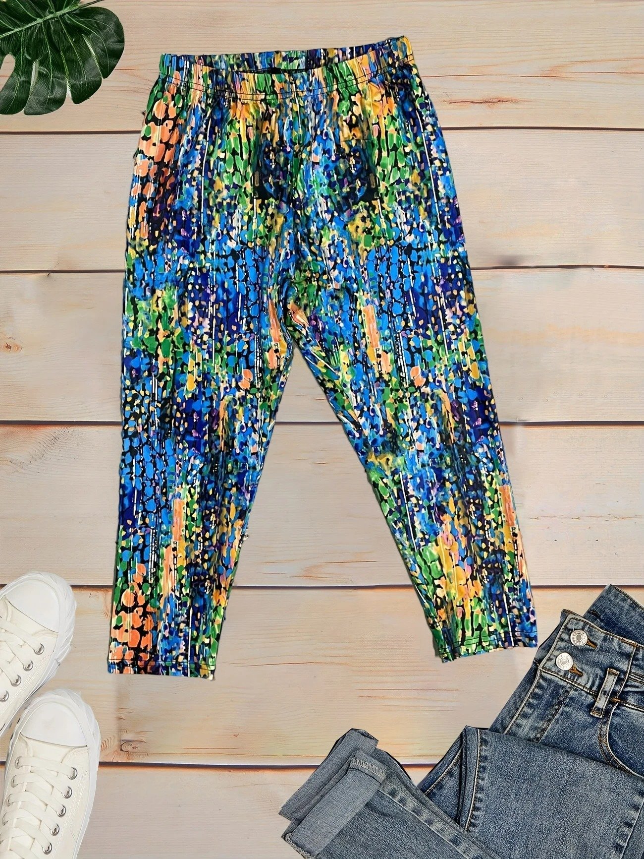 Pantalons De Yoga Femmes Décontracté Polyester d'été abstrait Aucune élasticité Coupe Régulière Corsaire Pantalon coupe slim Régulier