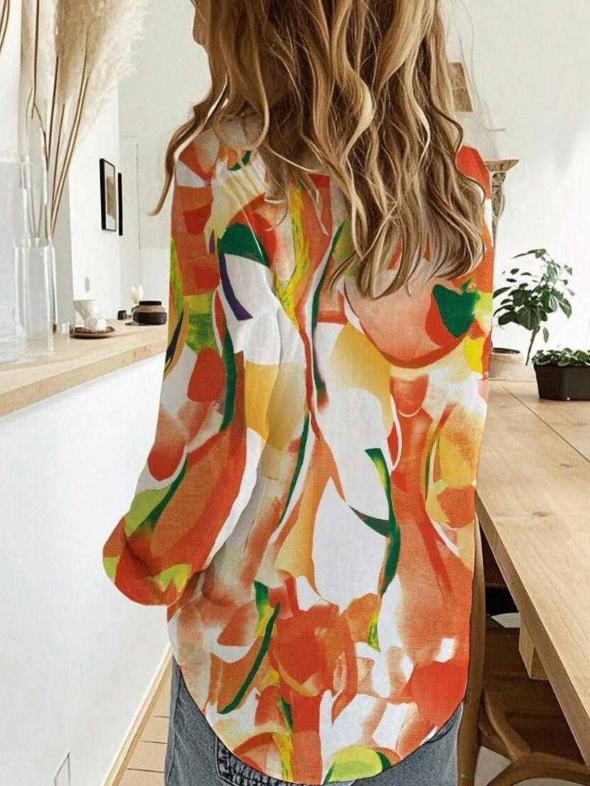 Chemises Décontracté Floral Printemps / Automne Polyester Micro-élasticité Coupe Régulière Trapèze Régulier Col de Chemise pour Femmes