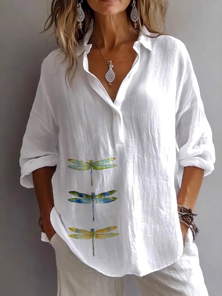 Chemises Décontracté Plain Printemps / Automne Coton Micro-élasticité Quotidien Manches Longues Régulier Col de Chemise pour Femmes
