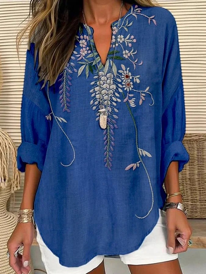 Blouses Femmes Élégant Floral Été Aucune élasticité Quotidien Ample Col Châle Régulier Régulier