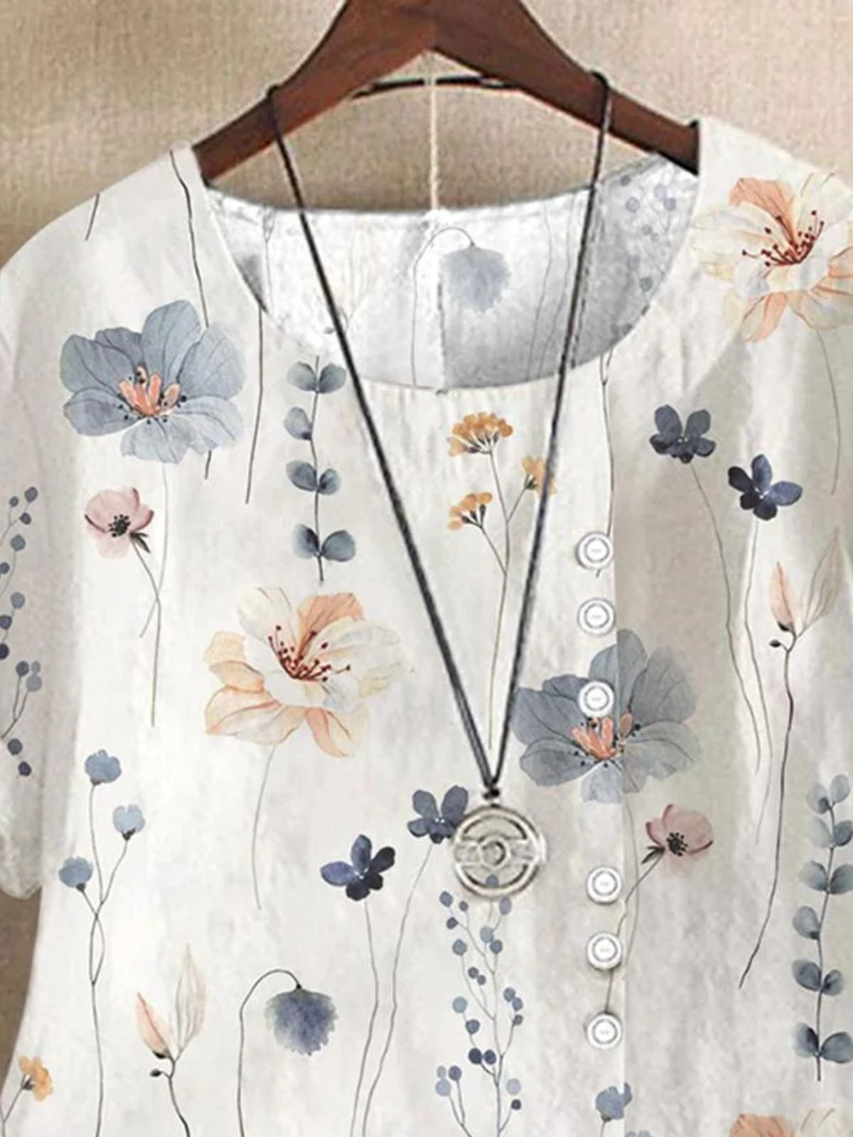 Blouses Femmes Décontracté Floral Été Coton Domestique Coupe Régulière Col Rond Régulier Régulier